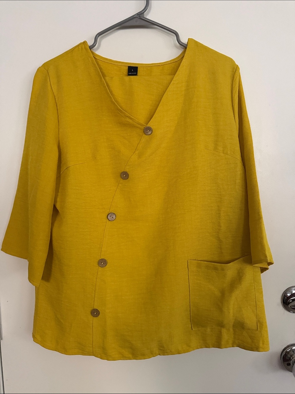 NWOT SHEIN Mustard Yellow Relaxed Button-Front Top